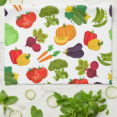 Vegetables Seamless Vegan Pattern Theedoek (Gevouwen)