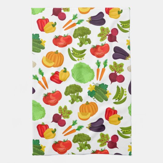 Vegetables Seamless Vegan Pattern Theedoek (Verticaal)