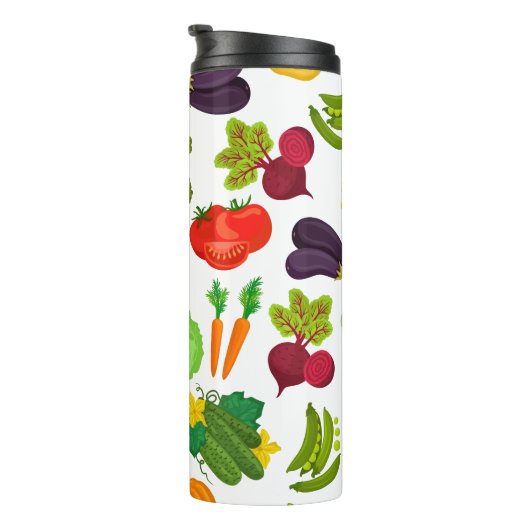 Vegetables Seamless Vegan Pattern Thermosbeker (Geroteerd rechts)