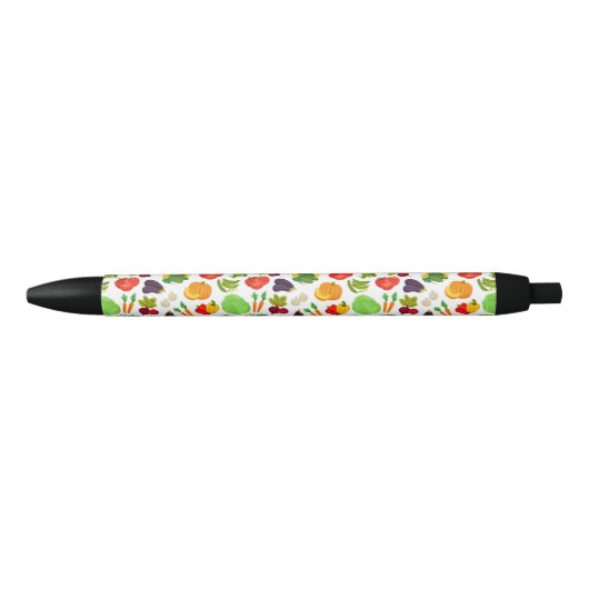 Vegetables Seamless Vegan Pattern Zwarte Inkt Pen (Voorkant)