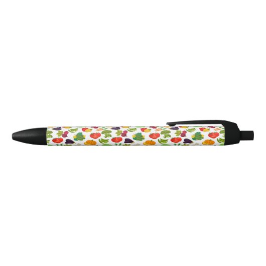 Vegetables Seamless Vegan Pattern Zwarte Inkt Pen (Bovenkant)