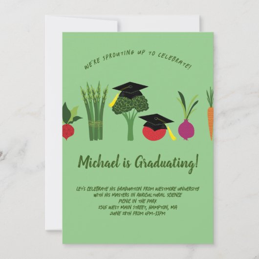 Vegetables Vegetarian Graduation Party Invitation Kaart (Voorkant)