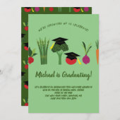 Vegetables Vegetarian Graduation Party Invitation Kaart (Voorkant / Achterkant)