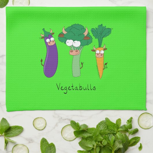 Vegetabulls Vegetable Bulls Funny Kitchen Towel Theedoek (Gevouwen)