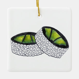 Vegetarian Avocado Sushi Maki Roll Japans eten Keramisch Ornament