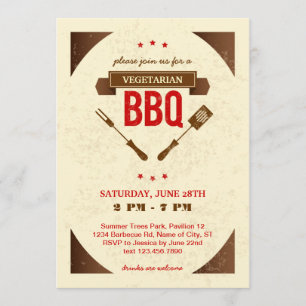 Vegetarian BBQ Invitation Kaart