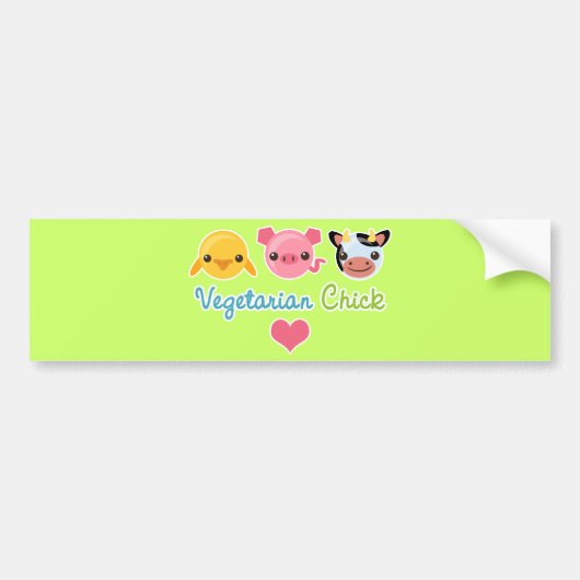 Vegetarian Chick Bumpersticker (Voorkant)