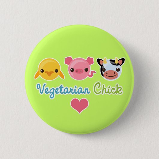Vegetarian Chick Ronde Button 5,7 Cm (Voorkant)