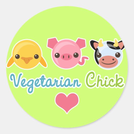 Vegetarian Chick Ronde Sticker (Voorkant)