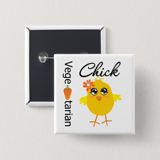 Vegetarian Chick Vierkante Button 5,1 Cm (Voorkant /achterkant)