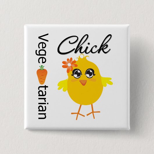 Vegetarian Chick Vierkante Button 5,1 Cm (Voorkant)