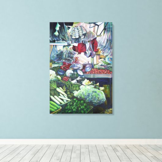 Vegetarian Club komt hier dinsdag bijeen Canvas Afdruk (Insitu (Houten vloer))