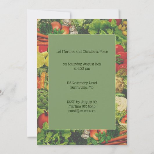 Vegetarian Dinner 🥕 🧅 🥑 Kaart (Achterkant)