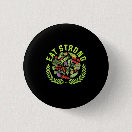 Vegetarian Eat Strand Ronde Button 3,2 Cm (Voorkant)