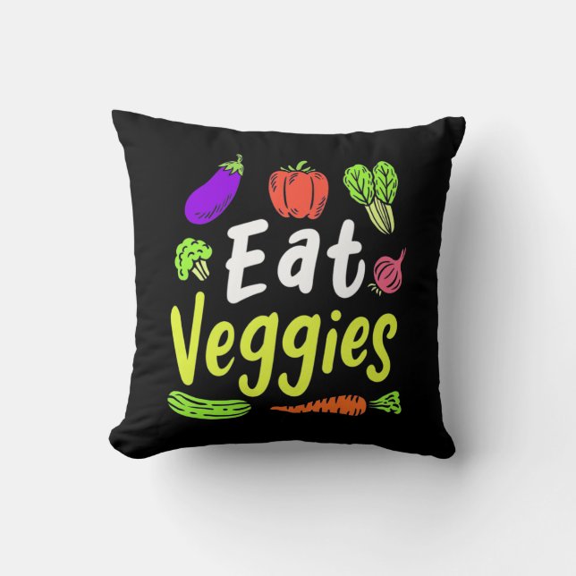 Vegetarian Eat Veggies Kussen (Voorkant)
