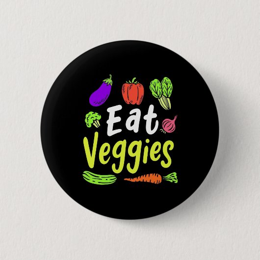 Vegetarian Eat Veggies Ronde Button 5,7 Cm (Voorkant)