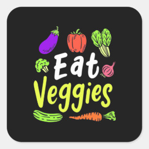 Vegetarian Eat Veggies Vierkante Sticker