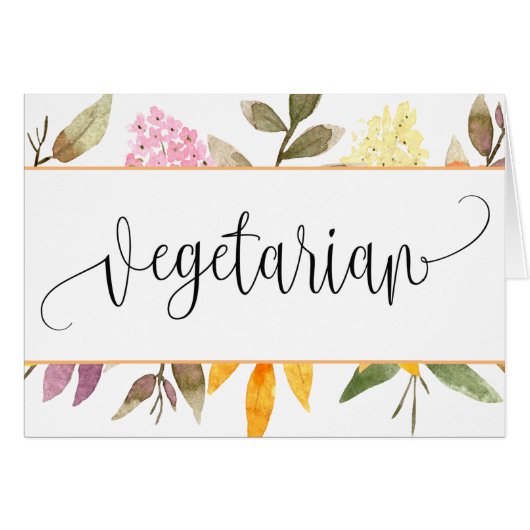 Vegetarian Floral Table Tent card (Voorkant Horizontaal)