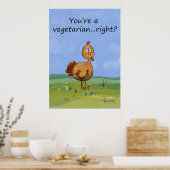Vegetarian Funny Poster Whimsical Turkey Poster (Keuken)