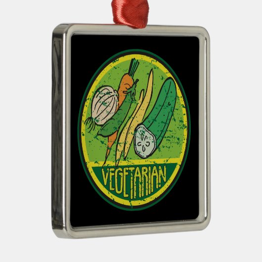 Vegetarian Grunge Metalen Ornament (Rechts)