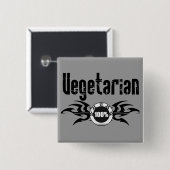 Vegetarian Grunge Winged Embleem Vierkante Button 5,1 Cm (Voorkant /achterkant)