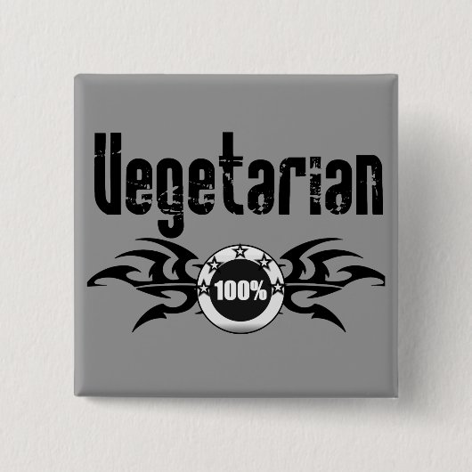 Vegetarian Grunge Winged Embleem Vierkante Button 5,1 Cm (Voorkant)