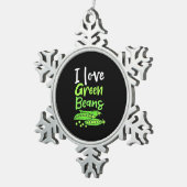 Vegetarian I love Green Bans Tin Sneeuwvlok Ornament (Rechts)