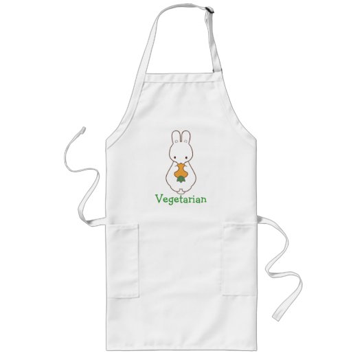 Vegetarian Kawaii Rabbit Apron Lang Schort (Voorkant)