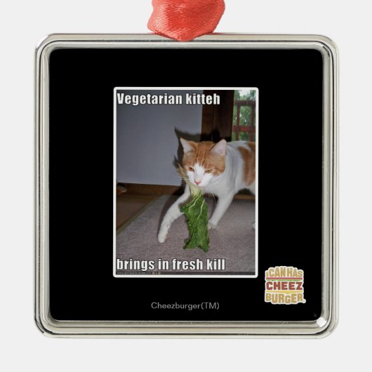 Vegetarian Kitteh Metalen Ornament (Voorkant)