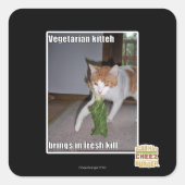 Vegetarian Kitteh Vierkante Sticker (Voorkant)