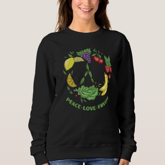 Vegetarian Love Peace Sign Fruit Vegan Veggie Vega Trui (Voorkant)