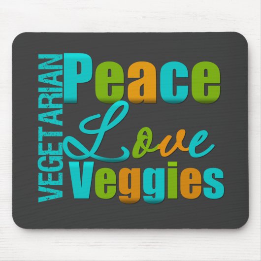 Vegetarian Peace Love Veggies Muismat (Voorkant)
