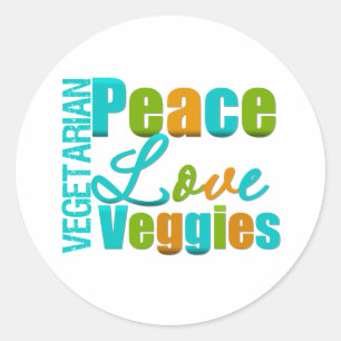 Vegetarian Peace Love Veggies Ronde Sticker