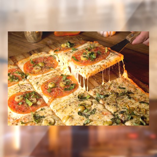 Vegetarian Pizza Square Pizza Shop Raamsticker (Vel 2)