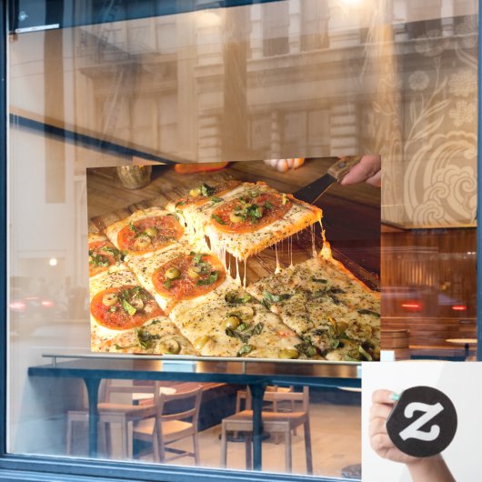 Vegetarian Pizza Square Pizza Shop Raamsticker (Cafe Raam)