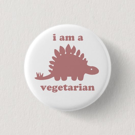 Vegetarian Stegosaurus Dinosaur - Roze Ronde Button 3,2 Cm (Voorkant)