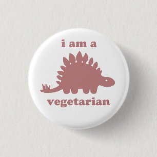 Vegetarian Stegosaurus Dinosaur - Roze Ronde Button 3,2 Cm