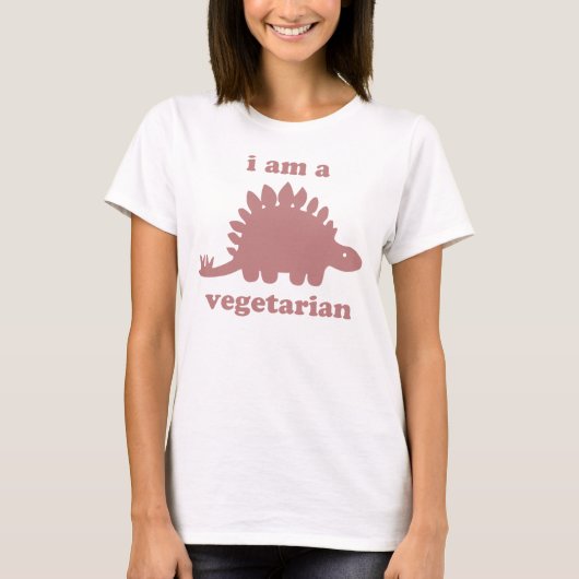 Vegetarian Stegosaurus Dinosaur - Roze T-shirt (Voorkant)