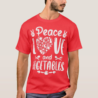 Vegetarian Vegan Peace Love and Vegetables T-shirt