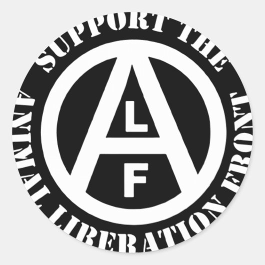 Vegetarian Vegan Support Animal Liberation Front Ronde Sticker (Voorkant)