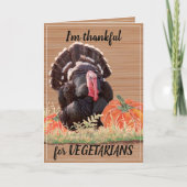 Vegetarian Vegan Thanksgiving Turkey Bedankt Funny Feestdagen Kaart (Voorkant)