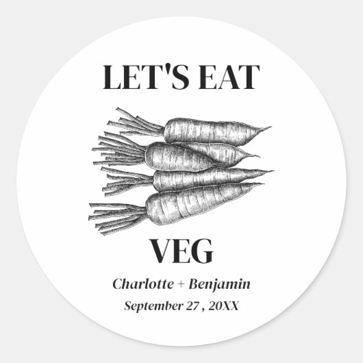  Vegetarian Wedding Meal Place Card Ronde Sticker (Voorkant)