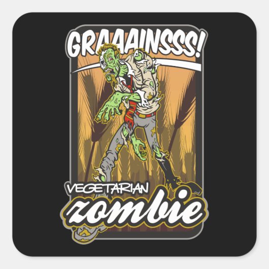 Vegetarian Zombie Vierkante Sticker (Voorkant)