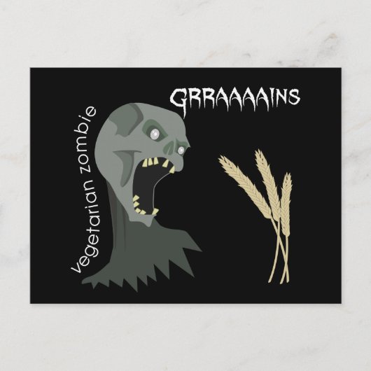 Vegetarian Zombie wil Graaareeën. Briefkaart (Voorkant)