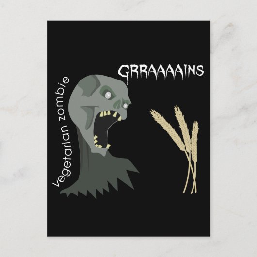 Vegetarian Zombie wil Graaareeën. Briefkaart (Voorkant)