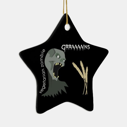 Vegetarian Zombie wil Graaareeën. Keramisch Ornament (Rechts)
