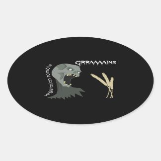Vegetarian Zombie wil Graaareeën. Ovale Sticker