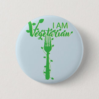 Vegetarier Tierschutz Gabel Essen gesund Ronde Button 5,7 Cm