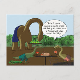 Vegetariër versus de Grappige Dinosaurus van de Briefkaart