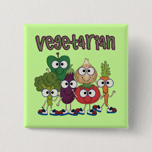 Vegetariër Vierkante Button 5,1 Cm
